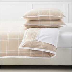 Serena & Lily Alpine Flannel Cream and White Twin Duvet and Pillow (2) Set
